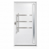 Porta Pivotante Alumínio Linha 42 Premium Alto Padrão com Vidro Fumê, Puxador Inox 1m e Dupla Fechadura Tetra