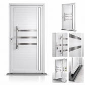 Porta Pivotante Alumínio Linha 42 Premium Alto Padrão com Vidro Fumê, Puxador Inox 1m e Dupla Fechadura Tetra