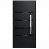 Porta Pivotante de Alumínio Linha 42 Alto Padrão com Puxador Inox Polido 1m, Vidro Fumê Temperado 4mm, 2 Fechaduras Tetra e Tranca Rolete – Pre ou Bra - Preto